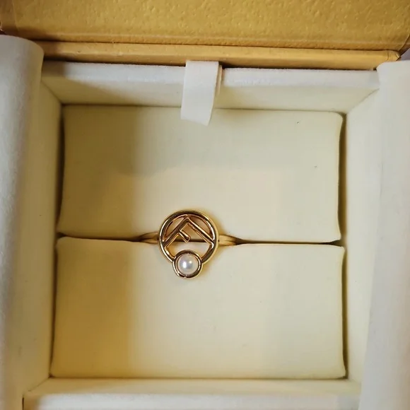 Fendi Gold Pearl F is Fendi Ring NEW w/Box [Size 6.25] - Picture 6 of 8